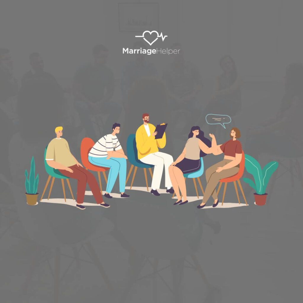a group of people attending a marriage workshop