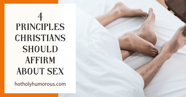 Image of couple's feet in bed with blog post title